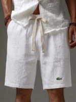Men's Cotton Linen Solid Color Soft Vacation Casual Shorts