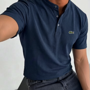 Men's Cotton Gentleman Casual Fashion Short-Sleeve Henley Shirt