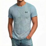 Men's Cotton Waffle Base Casual Logo Crew Neck T-Shirt