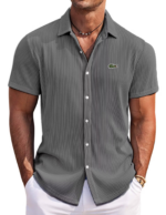 Men's Casual Fashion Solid Color Comfortable Pit Short Sleeve Shirt