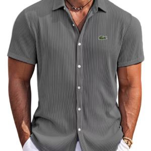 Men's Casual Fashion Solid Color Comfortable Pit Short Sleeve Shirt
