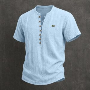 Men's Cotton Linen Minimalist Casual Comfortable Breathable Short-Sleeve T-Shirt