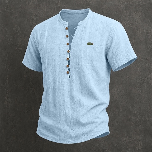 Men's Cotton Linen Minimalist Casual Comfortable Breathable Short-Sleeve T-Shirt