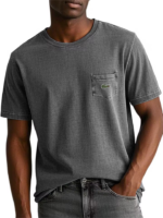 Men's Cotton Washed Distressed Retro Pocket Round Neck Short-Sleeved T-Shirt