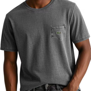 Men's Cotton Washed Distressed Retro Pocket Round Neck Short-Sleeved T-Shirt